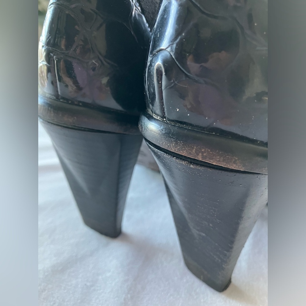 Donald J Pliner Shoe Boot Heel Stiletto Mid Calf Mottled Black Suede Black Sz 10 - Picture 15 of 17